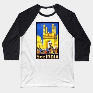 Vintage Travel Poster See India Hyderabad Baseball T-Shirt